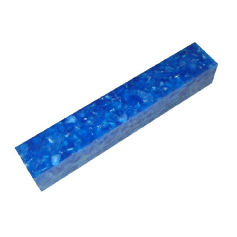 Pen blank - Acryl - 130x20x20 mm - Hellblau mit weißer Marmorierung - Pfeifenecke
